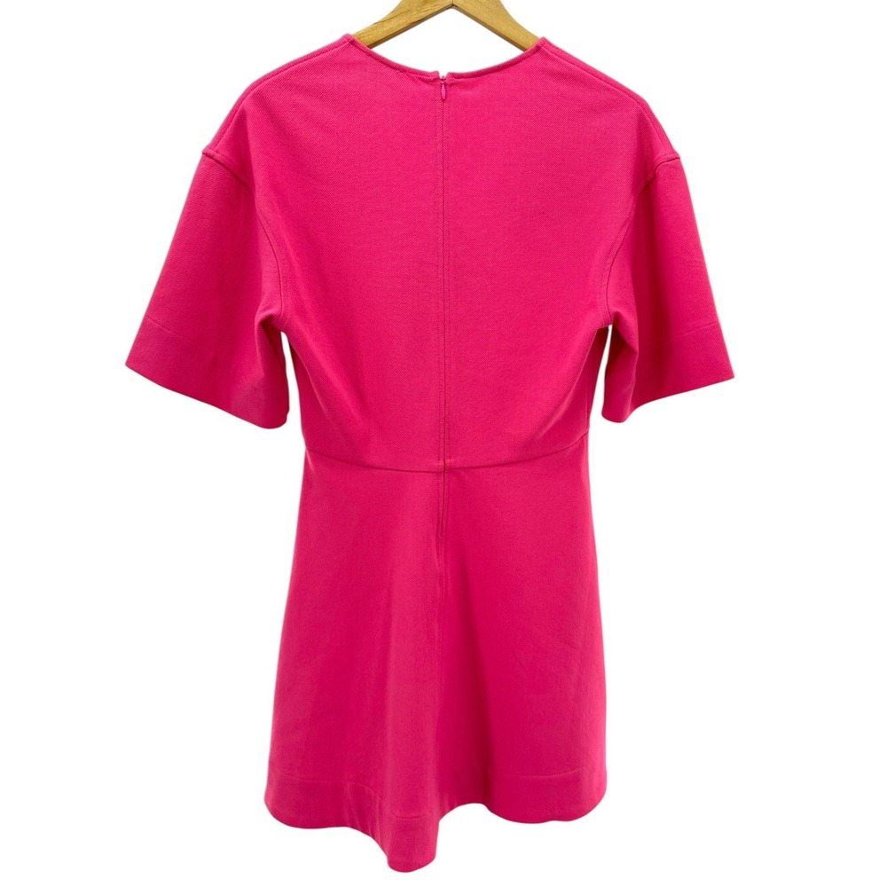 GANNI Hot Pink Mini‎ Dress V-Neck Short Sleeve A-Line Scandi Chic Size 38 US 6 - Picture 7 of 7